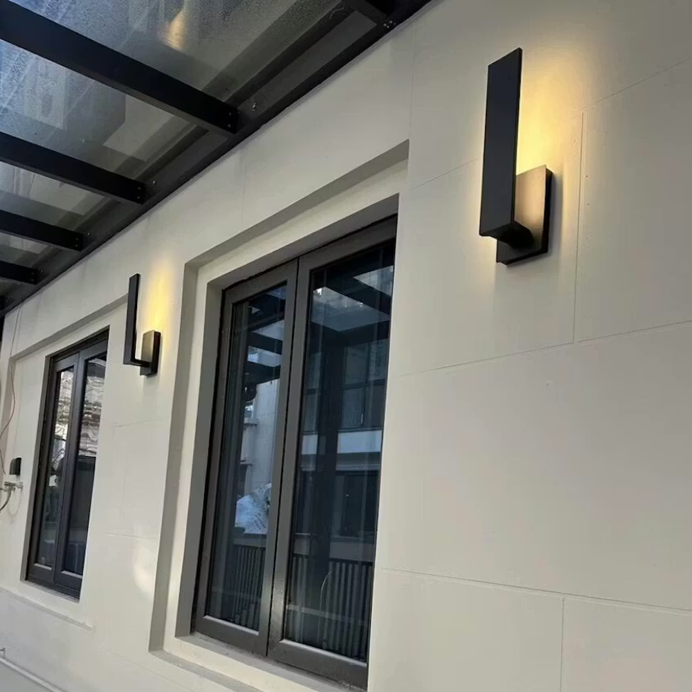 Permanent Outdoor House Lights with Layered Architectural Profile - Modern Sconce