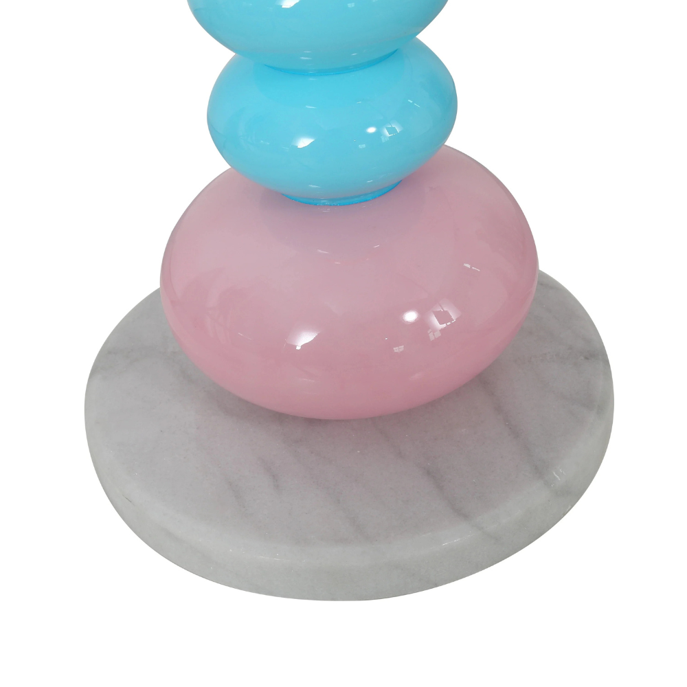 Floor Lamp with Stacked Blown Glass Totem Column and Solid Marble Base