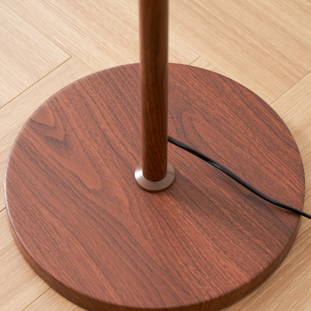 Torchiere Floor Lamp with Bi-Material Metal and Wood Stem with Acrylic Dome Shade