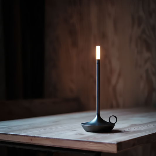 Rechargeable Battery Candlestick Desk Lamp – Brushed Aluminum Tapered Nightlight