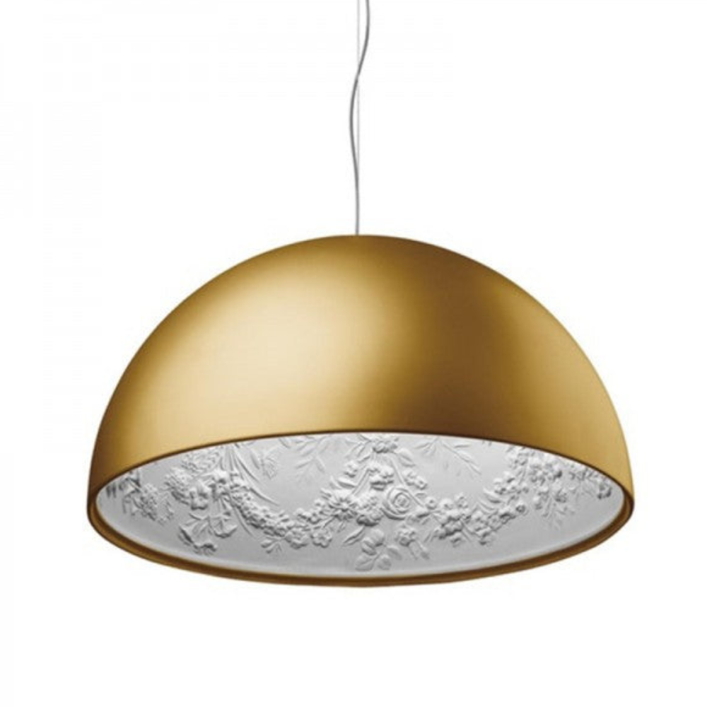 Modern Floral Relief Dome Pendant Light - Sculptural Garden Interior Pendant Lights