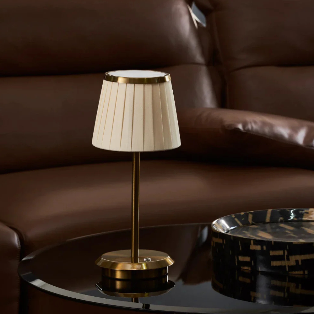 Rechargeable Desk Lamp with Iron Base - Portable Art Deco Style