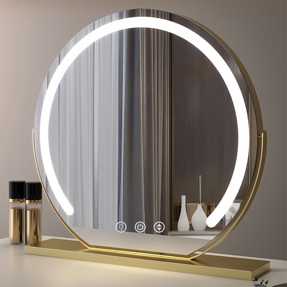 Smart Touch Lighted Makeup Mirror with Weighted Base - 360° Rotating Decor