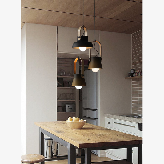 Modern Wood-Toned Handle Pendant Light - Nordic Tapered Pendant Lights