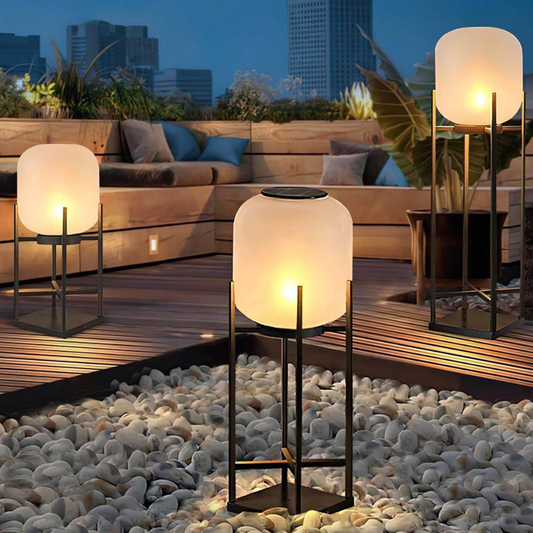 Floor Lamp with Integrated LED Weather Resistant Base and Remote Control Dimming