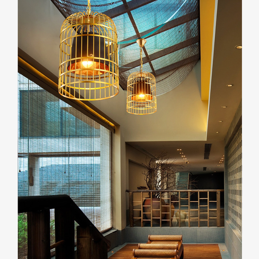 Modern Gold Birdcage Pendant Light - Art Deco Tiered Metal Pendant Lights