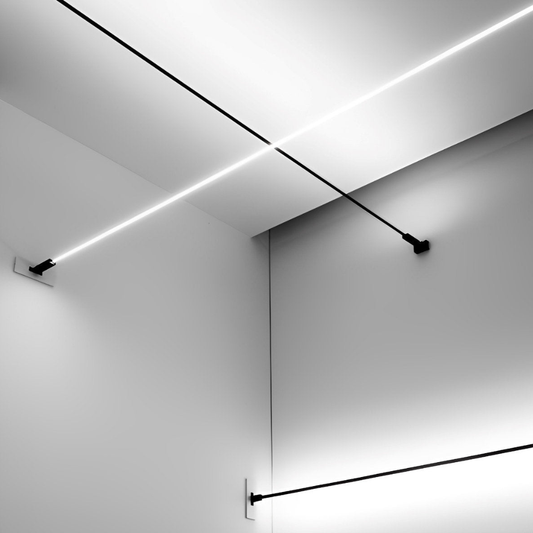 LED Strip Lights with Tensioned Steel Ribbon Frame - Wall to Wall Bar