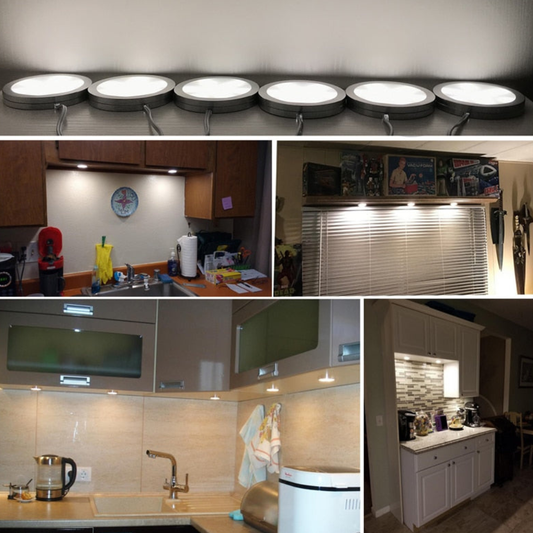 LED Puck Lights with Wireless Remote and Dimmer - 120 Degree Wide Beam