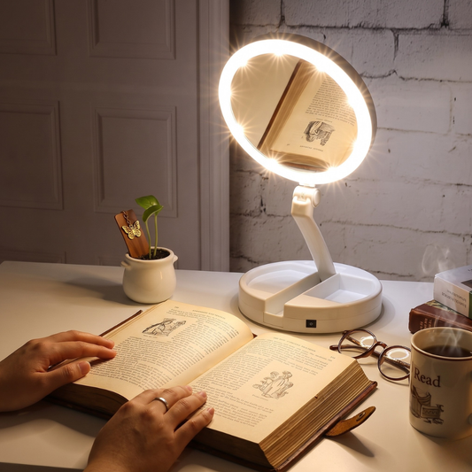 Led makeup mirror with Circular Halo Radiance - Modern Minimalist