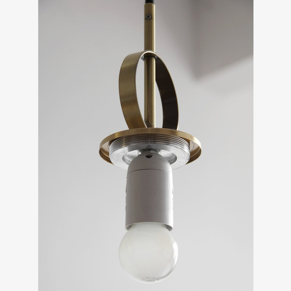 Architectural Brass Arc Ceiling Lamp - Minimalist Frosted Glass Rise-and-Fall Sconce