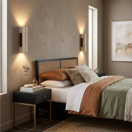Modern Travertine Stone Wall Sconce - Wabi-Sabi Dual-Directional Wall Light
