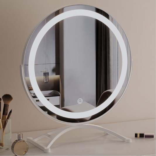 Smart Touch Lighted Makeup Mirror with 360° Rotation - Cordless Vanity Decor