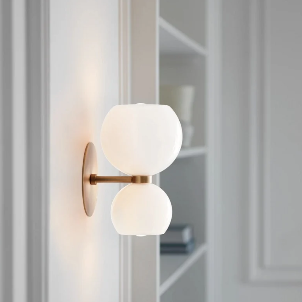 Modern Hourglass Glass Wall Sconce - Dual-Globe Geometric Wall Light