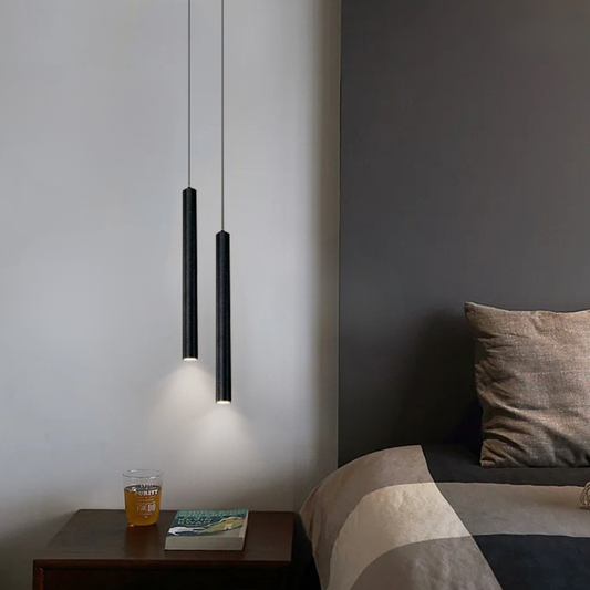 Minimalist LED Cylinder Pendant Light - Slim Vertical Tube Hanging Lamp