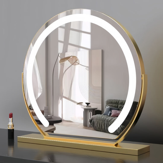 Smart Touch Lighted Makeup Mirror with Weighted Base - 360° Rotating Decor