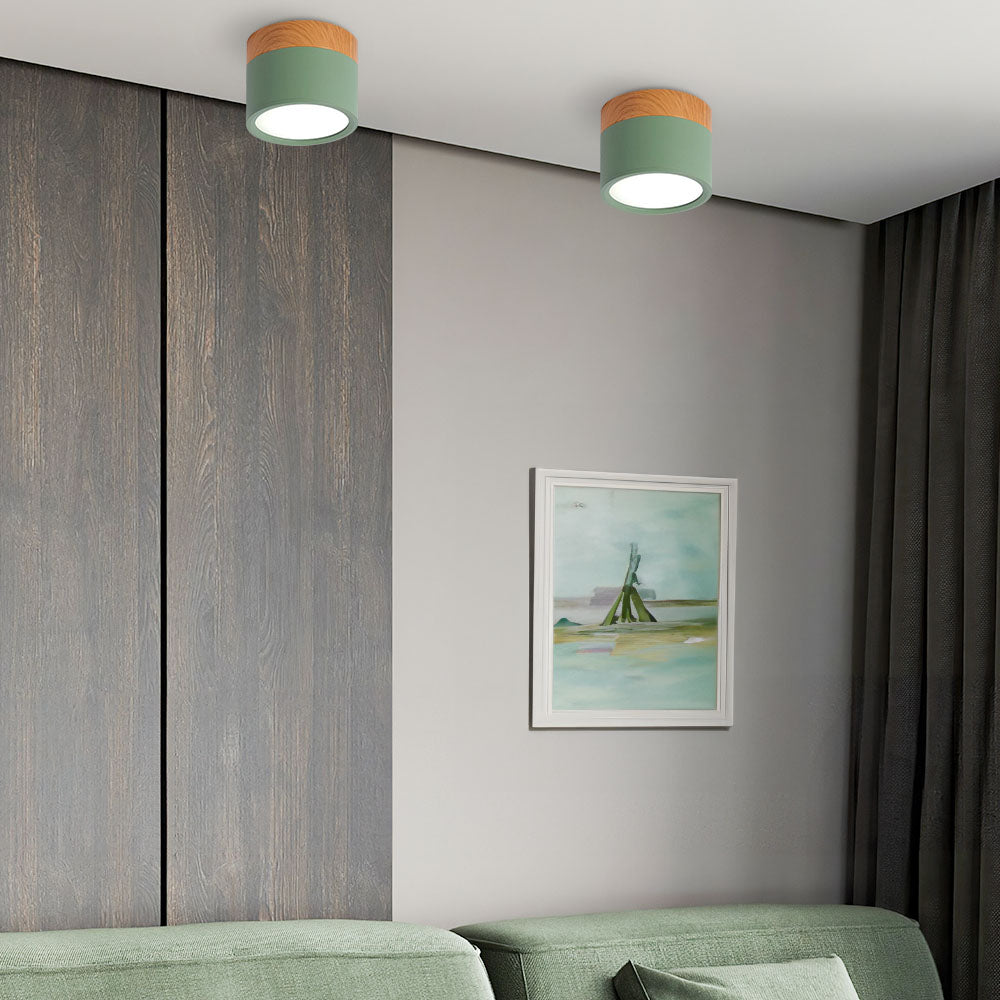 Button Wood Ceiling Light