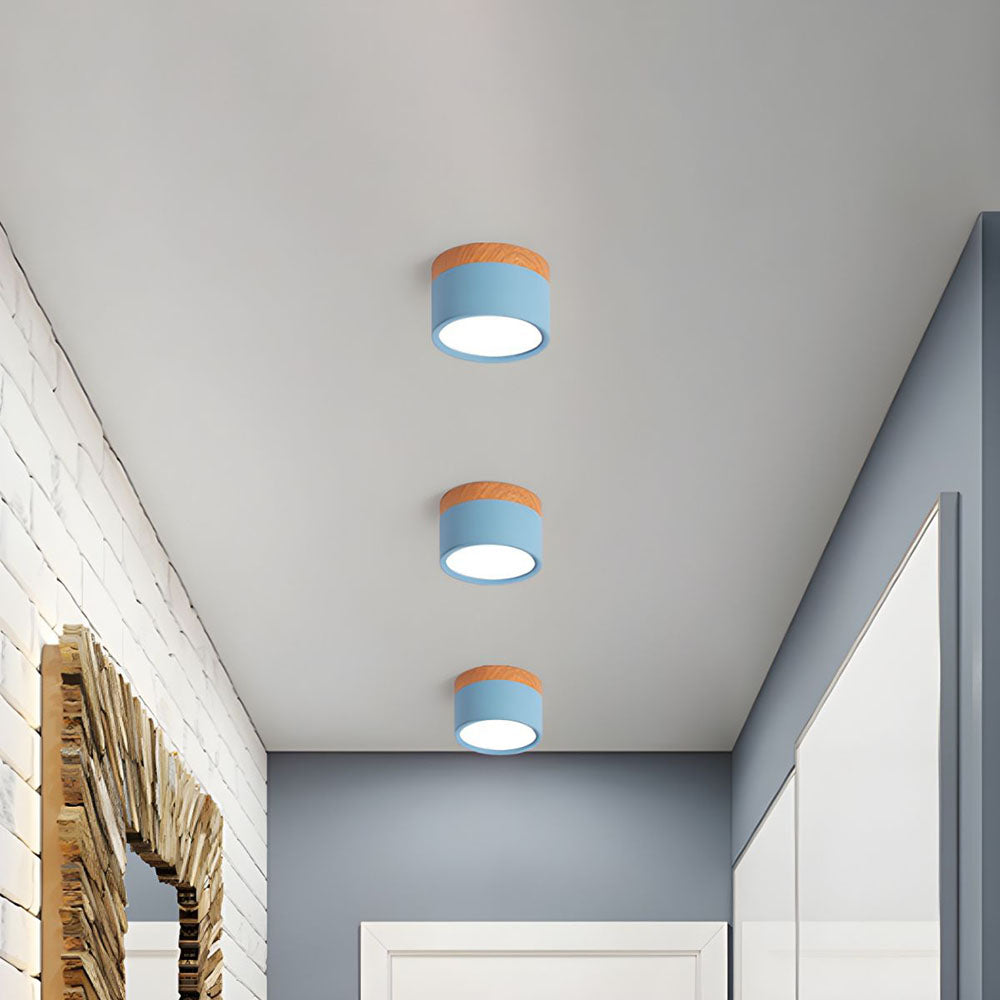 Button Wood Ceiling Light