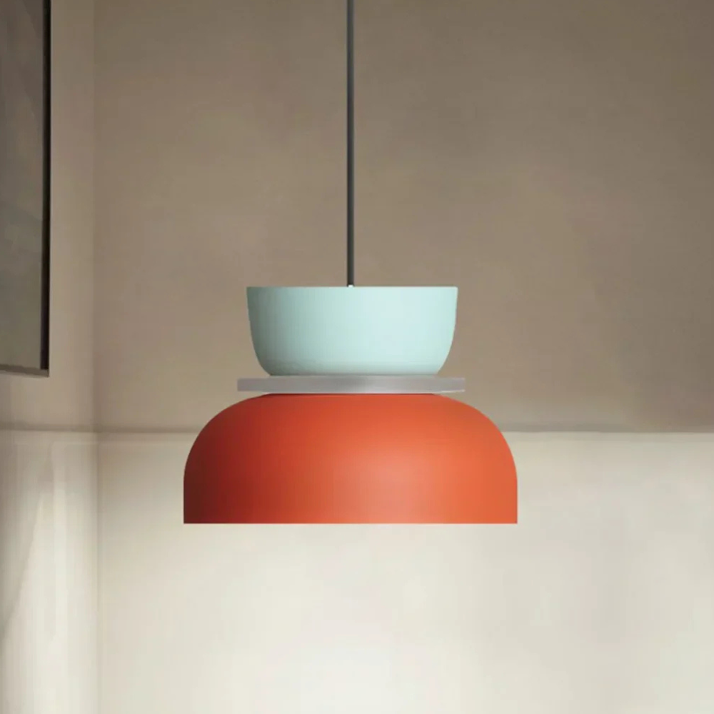 Stacked Bowl Hanging Lamp with Matte Finish - Nordic Geometric Style
