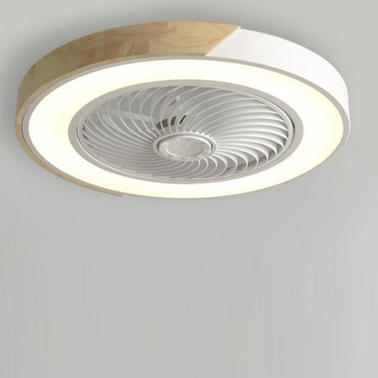 Flush Mount Ceiling Fan with Light and Wood Accents - Scandinavian Style