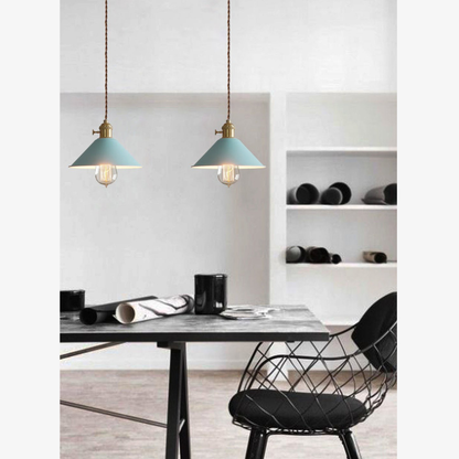 Modern Brass-Neck Cone Pendant Light - Vibrant Matte Industrial Pendant Lights