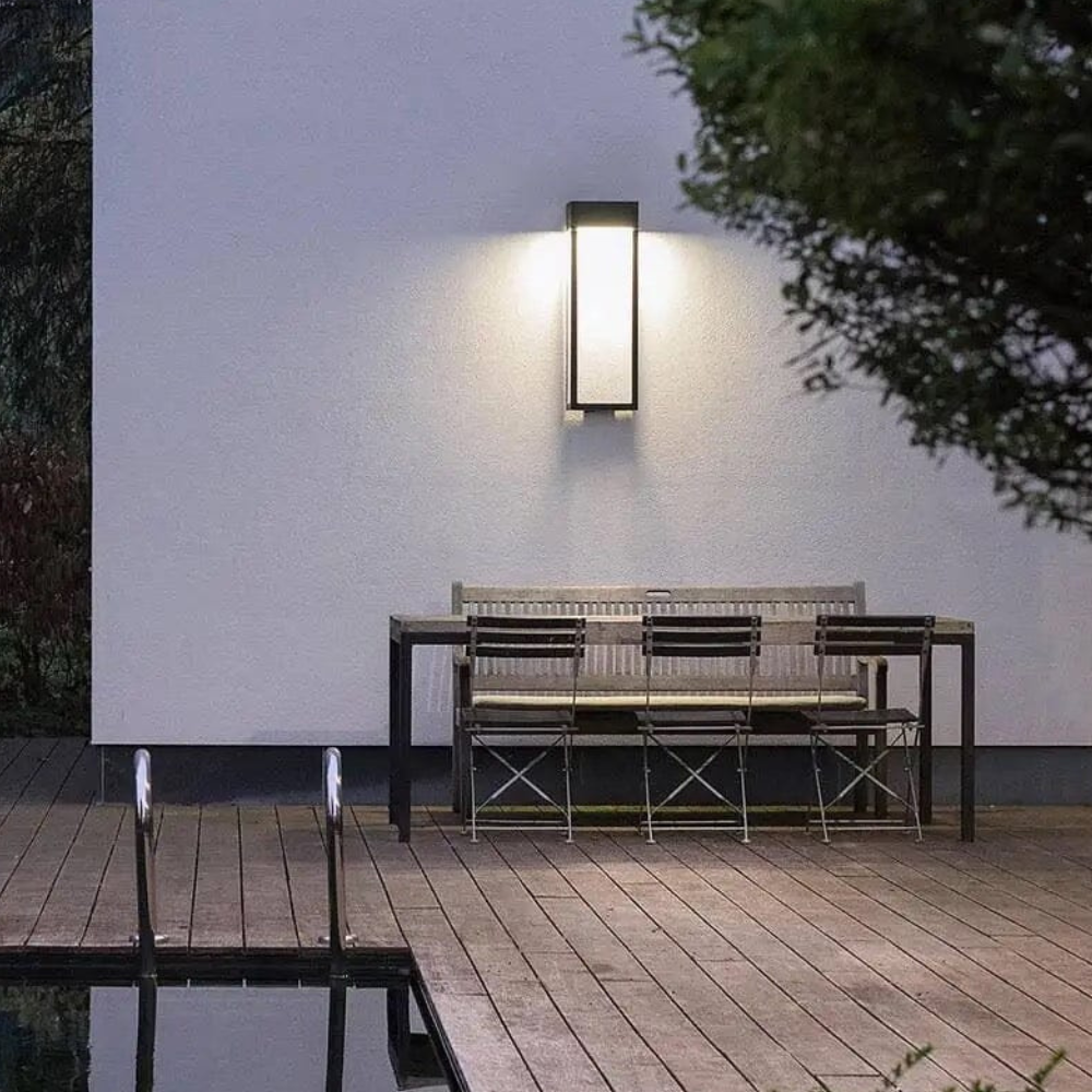 Modern Geometric Outdoor Wall Sconce - LED Linear Rectangular Lantern