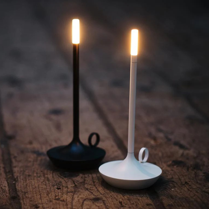 Rechargeable Battery Candlestick Desk Lamp – Brushed Aluminum Tapered Nightlight