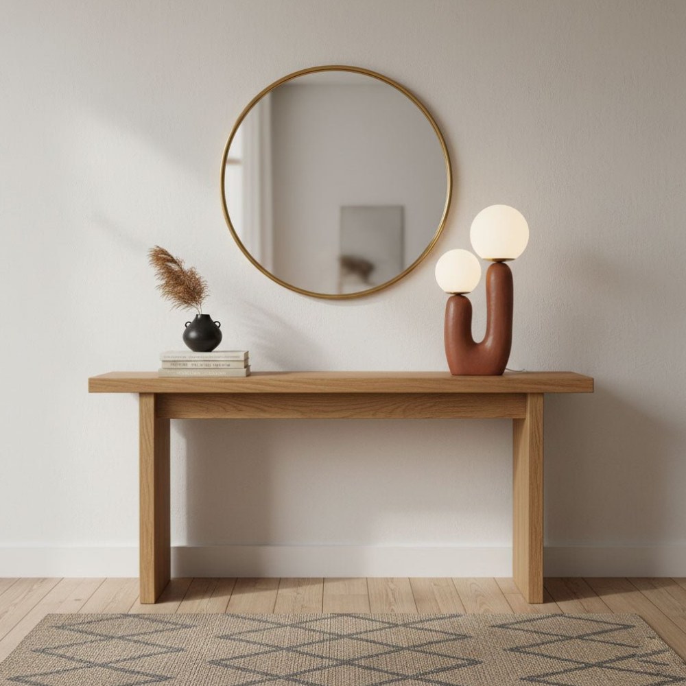 Mid-Century Modern U-Shaped Resin Table Lamp with Dual Glass Globes