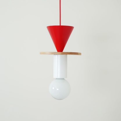 Nordic Geometric Wood Pendant Light - Modern Hand-Turned Orbital Hanging Lamp