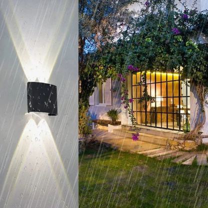 Modern Indoor - Outdoor Multi-Beam Up and Down Wall Sconce – Scalloped Fan Light Effect