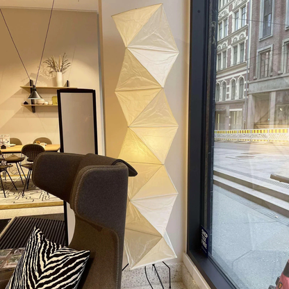 led floor lamp with Origami Rice Paper Shade - Japandi Sculptural Style