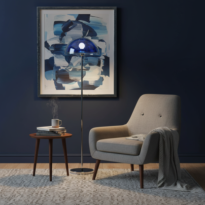 Floor Lamp with Double Layer Acrylic Dome Shade and Chrome Metal Post