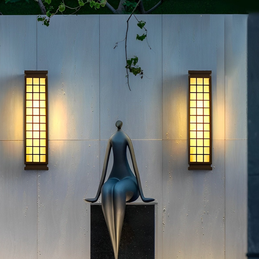 Porch Light with Stainless Steel Housing and Stone Texture - Weather Ready