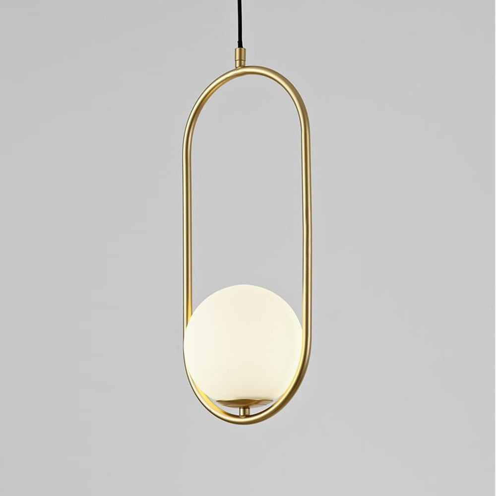 Frosted Glass Orb Hanging Lamp with Minimalist Frame - Multiple Shapes