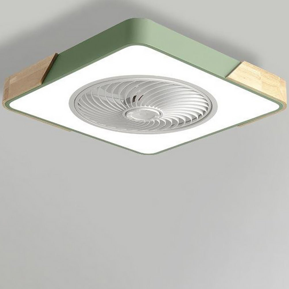 Flush Mount Ceiling Fan with Light and Wood Accents - Scandinavian Style