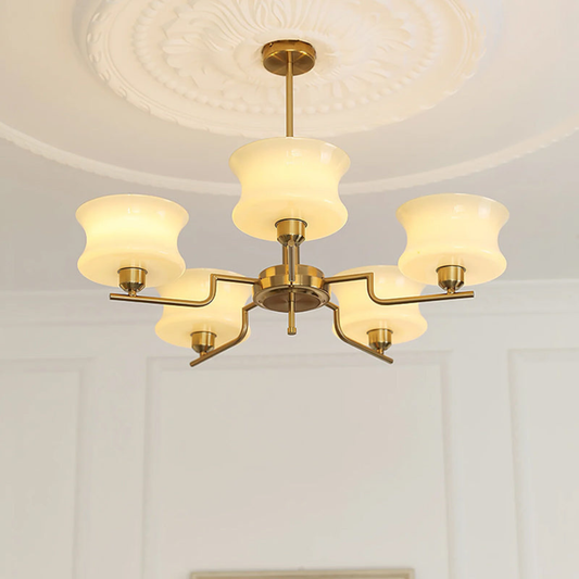 Chandelier with Glass Bell Shades - Mid Century Modern  Light