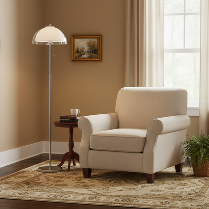 Floor Lamp with Double Layer Acrylic Dome Shade and Chrome Metal Post