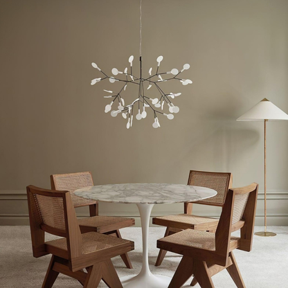 Sputnik Chandelier with Acrylic Firefly Leaves - Modern Botanical Light