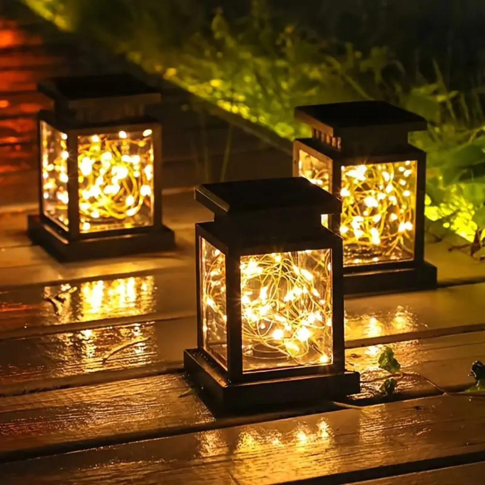 Solar Powered Decorative Garden Lanterns - Outdoor Yard Path Lighting