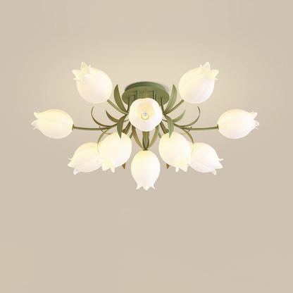 Multi Head Floral Ceiling Fixture with Acrylic Shades - Modern Farmhouse