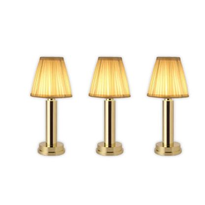 Rechargeable Cordless Table Lamp with Pleated Shade - Portable Touch Dimming Light