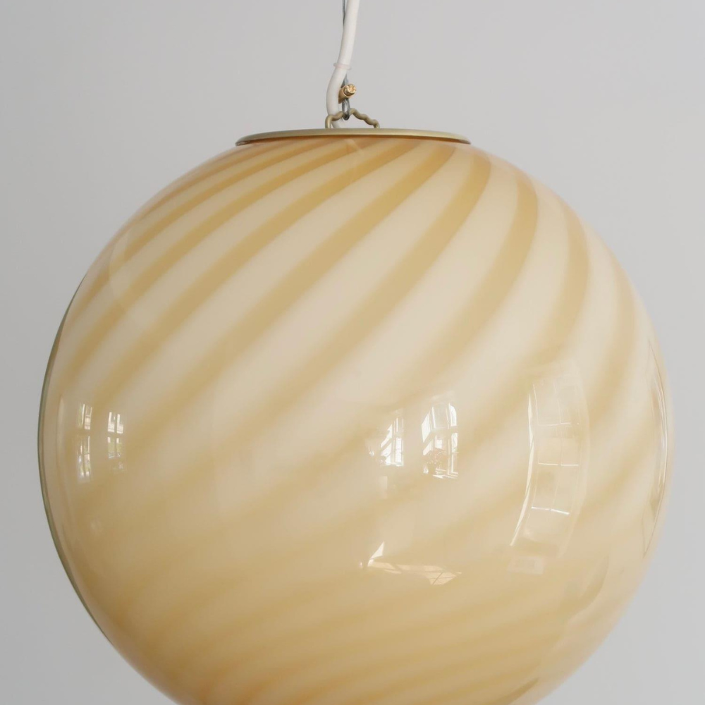 Colored Glass Globe Hanging Lamp with Swirled Pattern Modern Style
