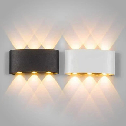 Modern Indoor - Outdoor Multi-Beam Up and Down Wall Sconce – Scalloped Fan Light Effect