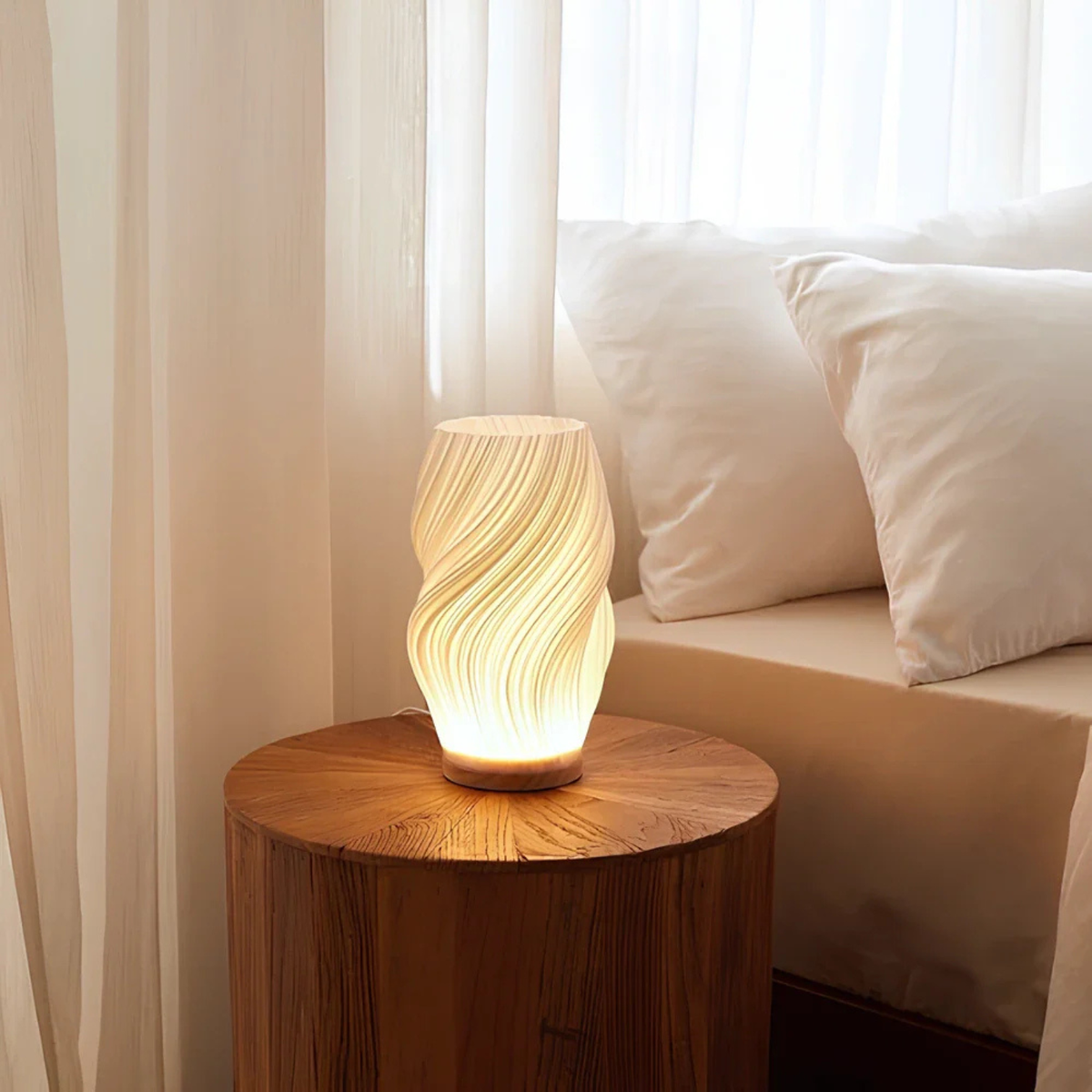 Modern Textured Bedside Vase Lamp