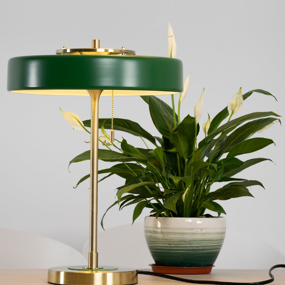 Spun Metal Table Lamp with Pull Chain and Acrylic Diffuser - Industrial