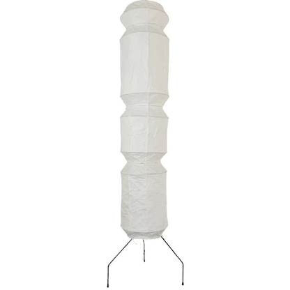 Floor Lamp with Stacked Mulberry Paper Lantern Column and Iron Wire Legs