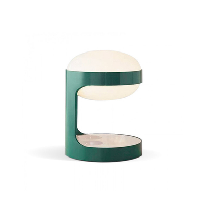 C-Shape Table Light with Frosted Glass Globe - Modern Bauhaus Green