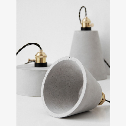 Modern Concrete Geometric Pendant Light - Industrial Cement Silhouette Hanging Lamp
