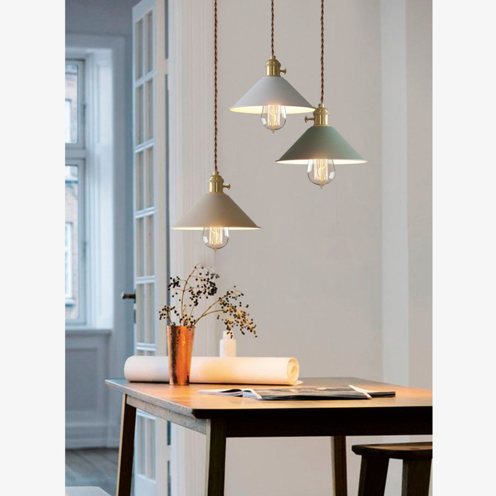 Modern Brass-Neck Cone Pendant Light - Vibrant Matte Industrial Pendant Lights