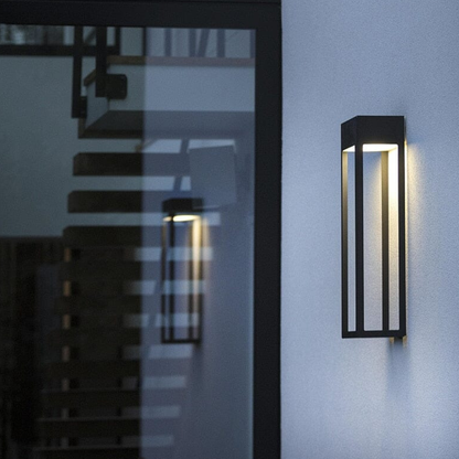 Modern Geometric Outdoor Wall Sconce - LED Linear Rectangular Lantern