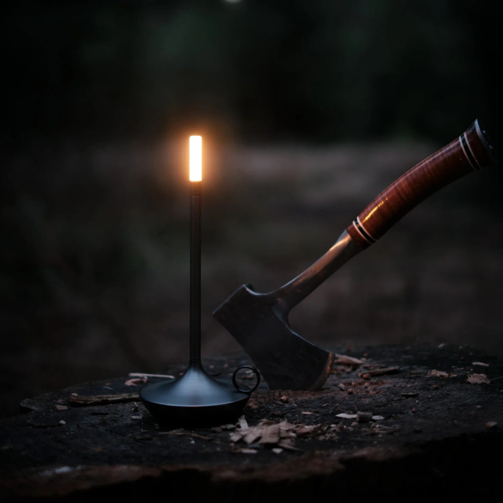 Rechargeable Battery Candlestick Desk Lamp – Brushed Aluminum Tapered Nightlight